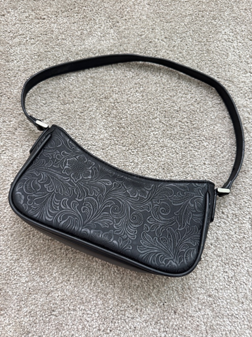 Liz Claiborne Black Floral-Embossed Shoulder Bag
